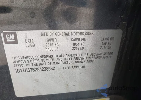 2008 Chevrolet Malibu Lt из США, поврежденный, VIN 1G1ZH57B284238532